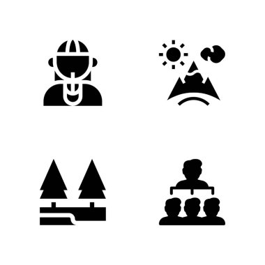 ağaç Icon set. dağ, nehir ve grafik tasarım ve web için hiyerarşik yapısı vektör simge