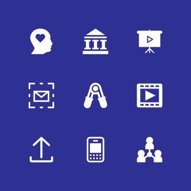 Ağ Icon set. grafik tasarım ve web için blok, bağlantı ve film oyuncu vektör simgesi