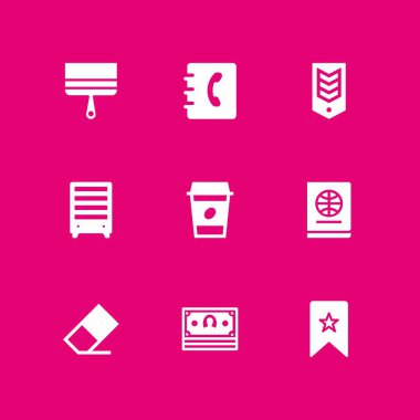 Kağıt Icon set. yer işareti, boya fırçası ve chevron grafik tasarım ve web için simge vektör