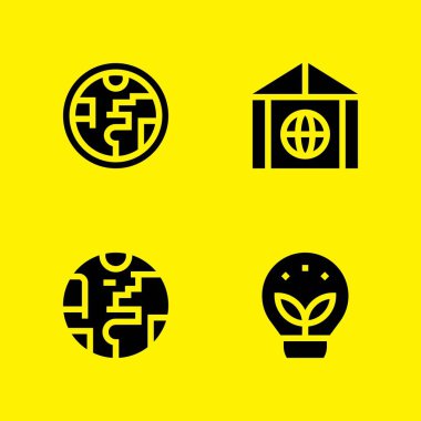 Dünya Icons set. Dünya gezegeni, ozon tabakası ve ekoloji ve grafik tasarım ve web için diğer vektör simgeleri