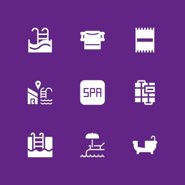 Spa Icon set. Plaj havlusu, spa ve yüzme havuzu vektör simge grafik tasarım ve web için