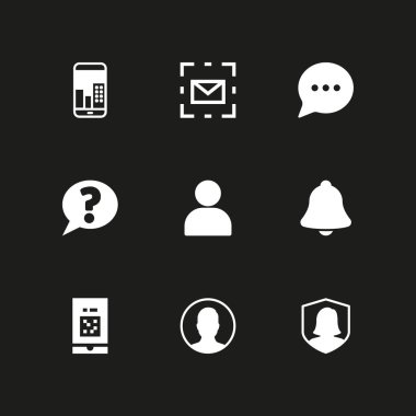 Ağ Icon set. grafik tasarım ve web için güvenlik, sohbet ve bildirim vektör simge