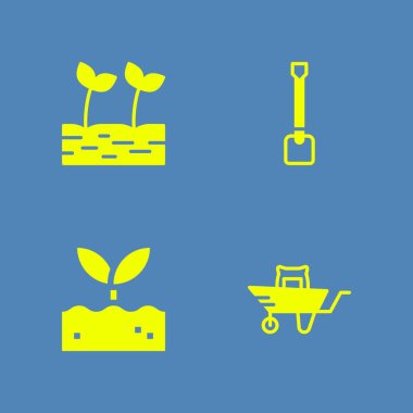 zemin simgeler kümesi. kürek, el arabası ve filiz ve grafik tasarım ve web için diğer vektör simgeleri
