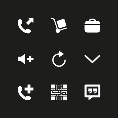 Icon set düğmesine basın. aşağı ok, sohbet ve qr kod grafik tasarım ve web için vektör simge