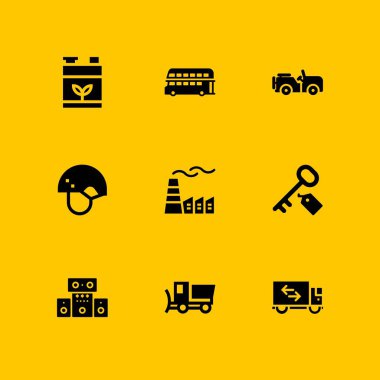 Araba Icon set. grafik tasarım ve web için kask, anahtar ve kar temizleme aracı vektör simge