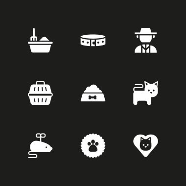 9 kedi simgesi yaka, pençe etiket ve grafik tasarım ve web için Norveç vektör çizim seti