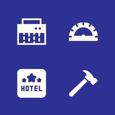İş Icon set. Otel, parçalayıcı ve grafik tasarım ve web için çekiç vektör simge