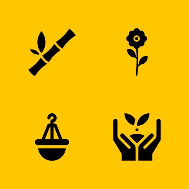 bahar Icon set. grafik tasarım ve web için çiçek, pot ve filiz vektör simge