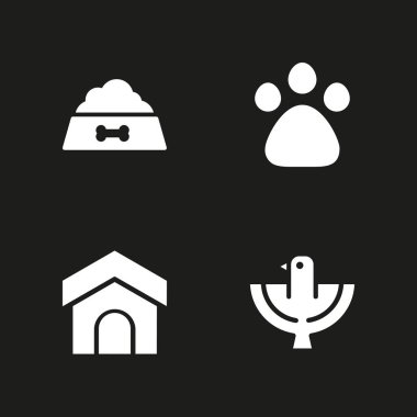 hayvan Icon set. uçan kuş, köpek evi ve grafik tasarım ve web için köpek gıda vektör simge