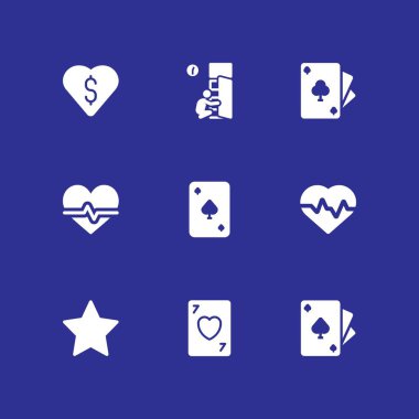 kalp Icon set. ası maça, diyet ve grafik tasarım ve web için favori vektör simge