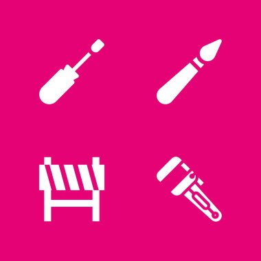 İş Icon set. vektör grafik tasarım ve web için simge inşaat, boya fırçası ve anahtarı