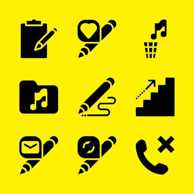 Office simge seti. Pano ile kalem ve kurşun kalem vektör grafik tasarım ve web için simgeleri