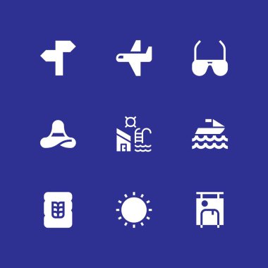 Güneş Icon set. grafik tasarım ve web için Pamela, uçak ve buğday vektör simge