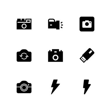 flash 9 Icon set grafik tasarım ve web için flash, pendrive ve el feneri vektör çizim ile