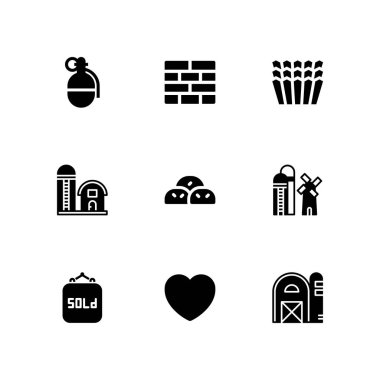 Grunge Icon set. kalıp, taşlar ve kalp vektör grafik tasarım ve web için simge