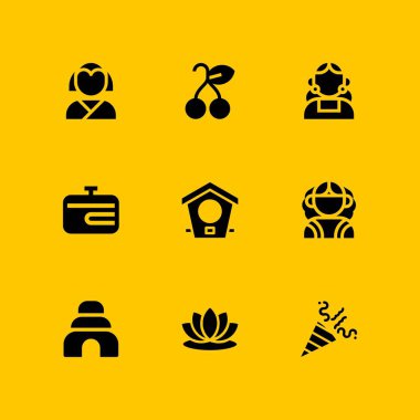 çiçek Icon set. Avustralya, kuş evi ve lotus vektör grafik tasarım ve web için simge