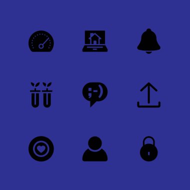 Ağ Icon set. grafik tasarım ve web için dizüstü bilgisayar, sohbet ve kilit vektör simgesi