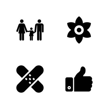 simge seti ile gibi grafik tasarım ve web için yama ve çiçek vektör çizim 4 love