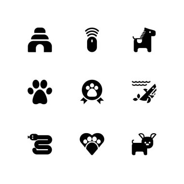 9 hayvan Icon set grafik tasarım ve web için pençe, arı kovanı ve pay vektör çizim ile