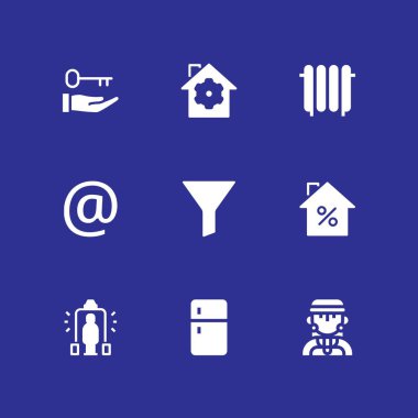 House simge seti. filtre ve ısıtıcı grafik tasarım ve web için simge vektör