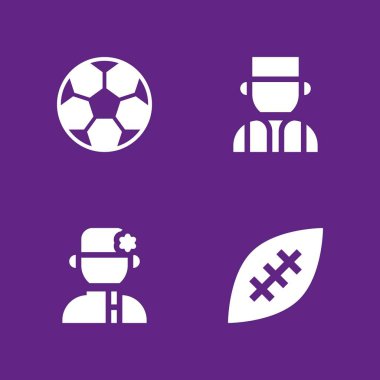 4 futbol simge kümesi ile Sırp, Amerikan futbolu ve Rus vektör çizim grafik tasarım ve web için