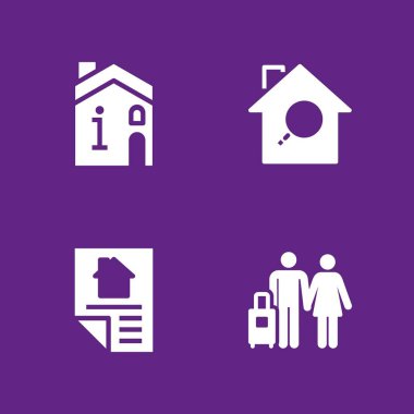 4 aile kutsal kişilerin resmi tatil ile ayarla ipotek ve ev vektör grafik tasarım ve web için illüstrasyon