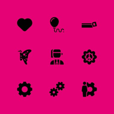 Düğün Icon set. grafik tasarım ve web için balon, kalp ve kelebek vektör simge