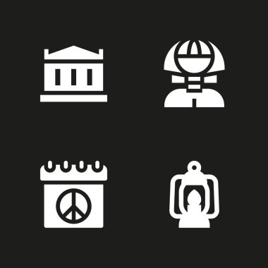 din Icon set. grafik tasarım ve web için barış, parthenon ve Fener vektör simge