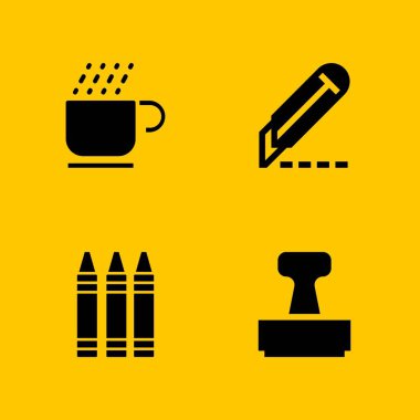 Kağıt Icon set. boya kalemi, kesici ve grafik tasarım ve web için pul vektör simge