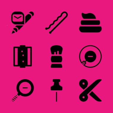 Aracı simge seti. İle vınlamak Kuaför salonu ve makas vektör grafik tasarım ve web için simgeleri