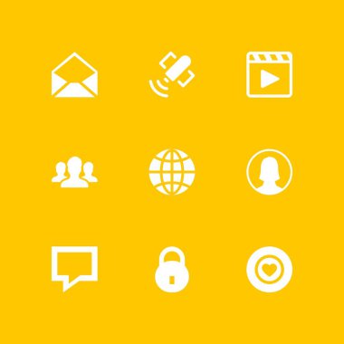 grafik tasarım ve web için favori, uydu ve Kullanıcı vektör çizim ile ayarla 9 ağ simgesini