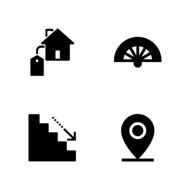 adam Icon set. grafik tasarım ve web için merdiven, fan ve ev vektör simgesi