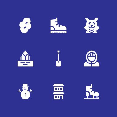 Kış Icon set. Eskimo, kürek ve grafik tasarım ve web için vektör simge Kuru Erik