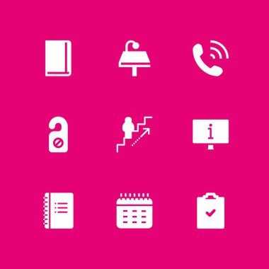 Office simge seti. grafik tasarım ve web için merdiven, kapı tokmağı ve panoya vektör simgesi