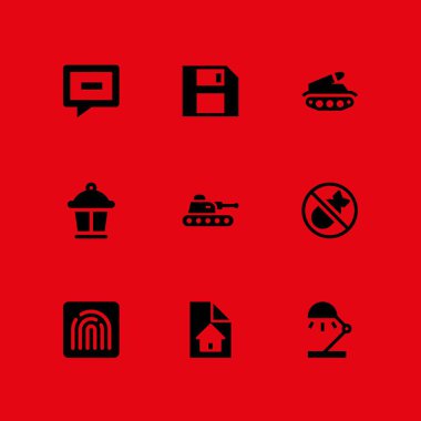 teknoloji Icon set. grafik tasarım ve web için bomba, sohbet ve Resepsiyon lambası vektör simgesi