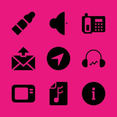 teknoloji Icon set. Bilgi ile mikrodalga ve birim vektör grafik tasarım ve web için simgeleri