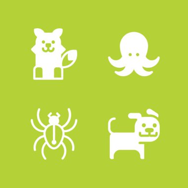hayvan Icon set. Örümcek ile ahtapot ve fox vektör grafik tasarım ve web için simgeleri