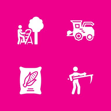 çiftçi, traktör, çiftçi ve Mısır simgeleri ayarlayın. Vektör grafik tasarım web ve uygulama için