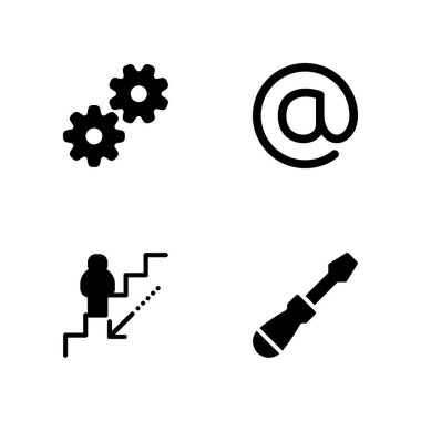 İş Icon set. grafik tasarım ve web için simge vektör arroba, tornavida ve ayarları