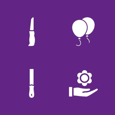 Düğün Icon set. Balonlar, çiçek ve grafik tasarım ve web için kesme vektör simge