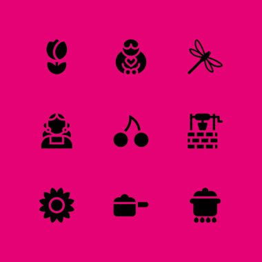 çiçek Icon set. lale, yusufçuk ve de grafik tasarım ve web için vektör simge