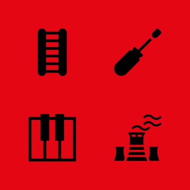 İş Icon set. grafik tasarım ve web için klavye, fabrika ve tornavida vektör simge