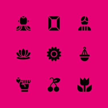 çiçek Icon set. grafik tasarım ve web için Hawaiian, gül ve ayçiçeği vektör simgesi