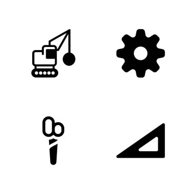 İş Icon set. kare ayarla, dişli ve makas vektör grafik tasarım ve web için simge