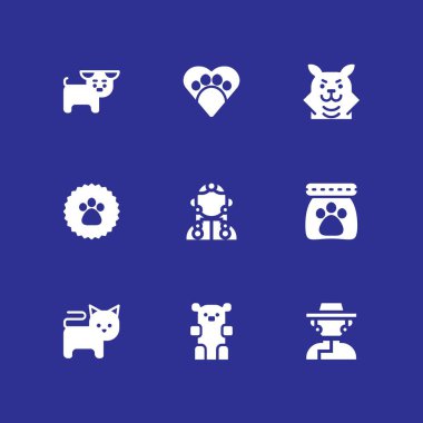 köpek Icon set. pençe, kedi ve grafik tasarım ve web için evde beslenen hayvan yiyecek vektör simge