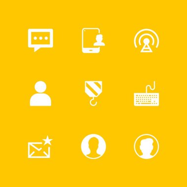 9 mobil Icon set grafik tasarım ve web için klavye, tablet ve Kullanıcı vektör çizim ile