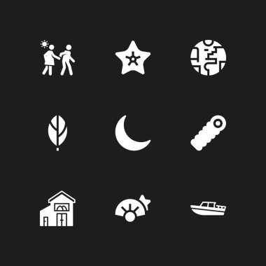 Doğa Icon set. yaprak, seyyare yerküre ve grafik tasarım ve web için yürüyüş vektör simge