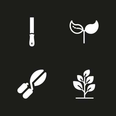 ağaç Icon set. grafik tasarım ve web için simge vektör bitki, kesme ve kırpma makasları