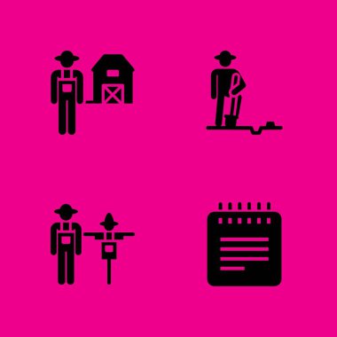 iş simgeler kümesi. Not defteri, çiftçi ve çiftçi ve grafik tasarım ve web için diğer vektör simgeleri