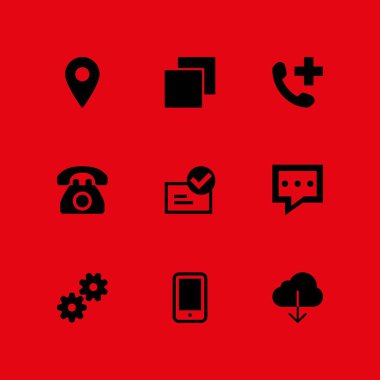 9 Internet simgesini sohbet kabarcık, smartphone ve ayarları vektör çizim grafik tasarım ve web için ayarla